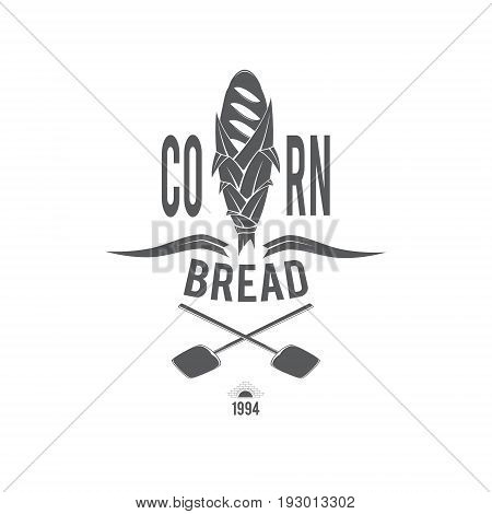 This vector stylized image of bread and corn painted in the form of a logo.
