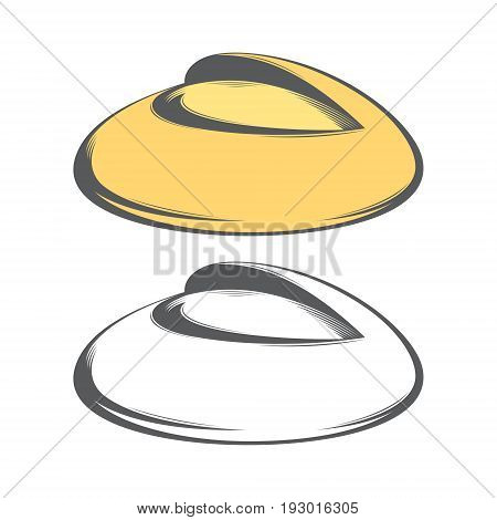 Decorative vector stylized image of a round bread created in graphic style. To create logos or icons.