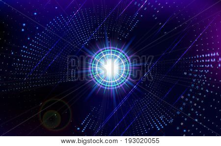 Abstract virtual space technology background. Vector illustration.