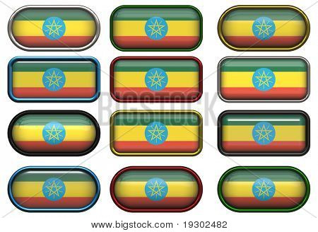 doce botones de la bandera de Ethopia