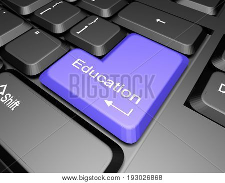 keyboard with education button . 3d rendered illustration