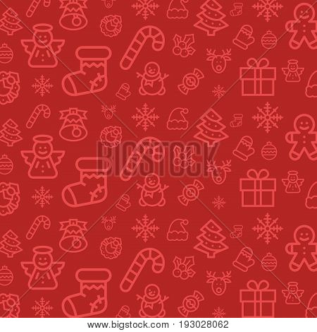 Christmas icon set pattern. Christmas seamless vector flat background