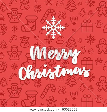 Christmas icon set seamless pattern. Christmas and winter holidays flat vector icons background