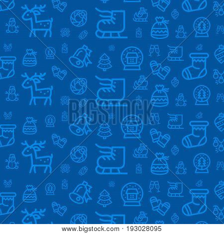 New Year icon set pattern. New Year seamless vector flat background