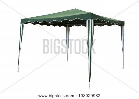 Rain end sun pritection garden folding tent. Isolated on white with clipping path.