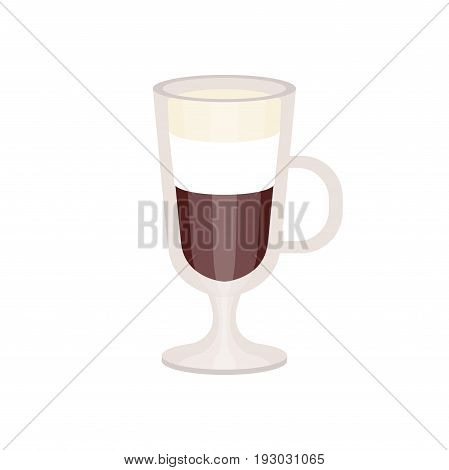 offee with cream foam in irish coffee mug vector Illustration isolated on a white background