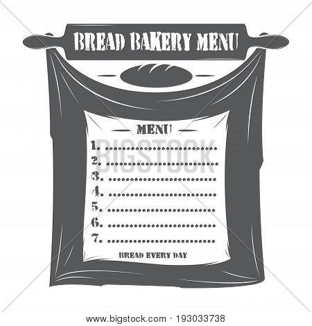 Vector stylized image of a rolling pin for the test and towels on which to place the information on bakery products.