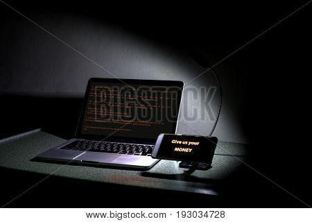 PetyaNotPetya ramsomware hack in computercyber attack internet security concept