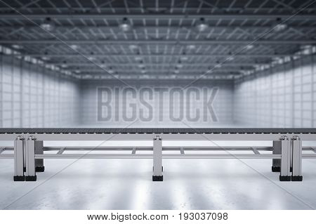 3d rendering rubber conveyor belt in factory