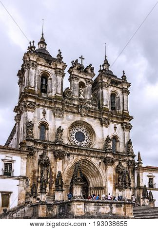 Alcobaca, Portugal - June 23, 2017: Church Alcobaca Medieval Roman Catholic Monastery, Portugal