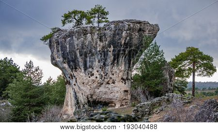 Detailed view of karstic formations in the Majadas park, Cuenca