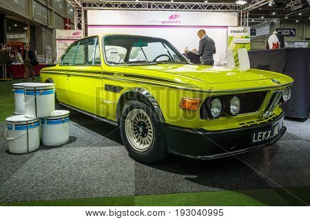 MAASTRICHT NETHERLANDS - JANUARY 15 2016: Grand tourer coupe BMW 3.0 CSL. International Exhibition InterClassics & Topmobiel 2016