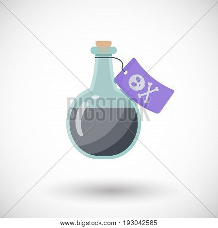 Poison bottle vector flat icon Flat design of toxic dangerous or medicine object with round shadow vector illustration