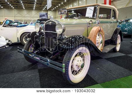MAASTRICHT NETHERLANDS - JANUARY 15 2016: Vintage car Ford Model A A400 convertible 1931. International Exhibition InterClassics & Topmobiel 2016