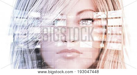 Data Analysis or Analytics with Woman Viewing Data Charts 3D Illustration Render