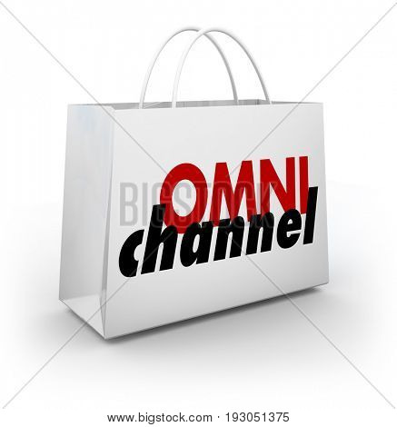 Omni Channel Shopping Bag Online Physical Store Platform 3d Illustration