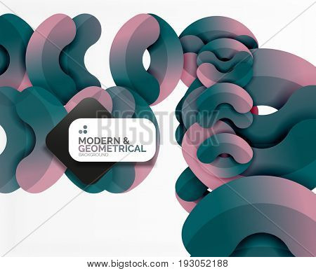 Abstract color geometric round shapes on white - elements with shadow, colorful composition