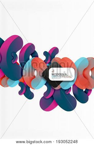 Abstract color geometric round shapes on white - elements with shadow, colorful composition