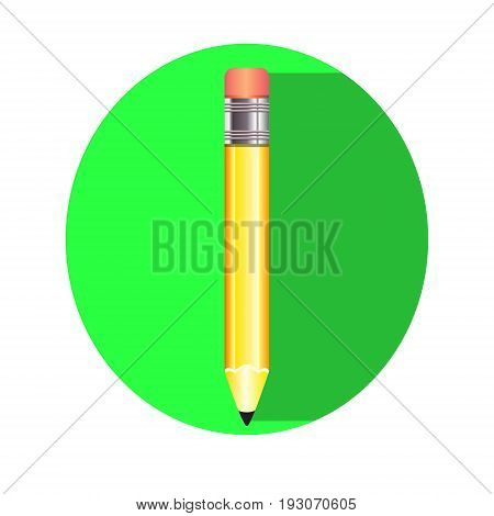simple pencil icon on green background, vector illustration