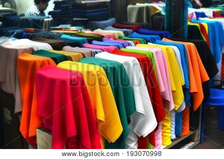 fabric at the phahurat market bangkokcity thailand