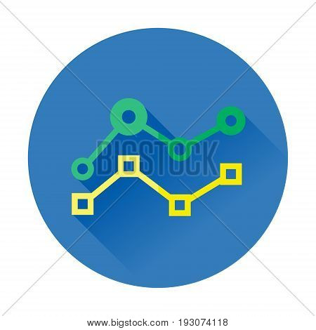 business graph chart presentation flat icon with long shadow
