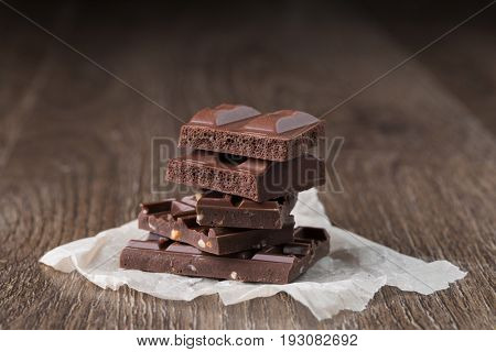 Porous and chocolate with nuts