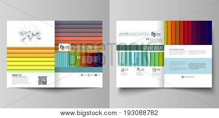 Business templates for bi fold brochure, magazine, flyer, booklet or annual report. Cover design template, easy editable vector, abstract flat layout in A4 size. Bright color rectangles, colorful design with overlapping geometric rectangular shapes formin