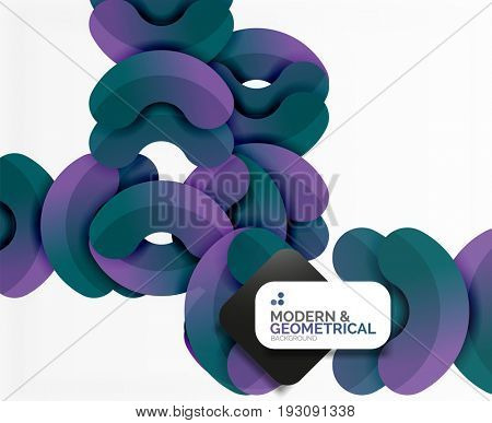Abstract color geometric round shapes on white - elements with shadow, colorful composition