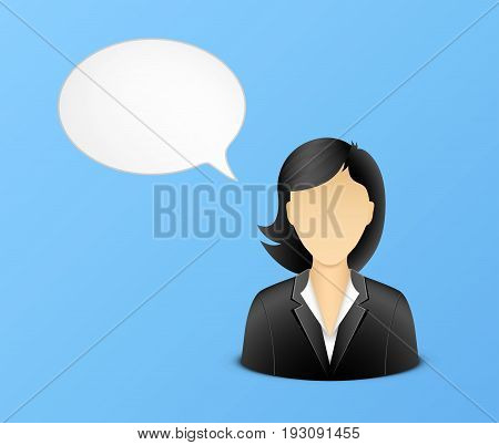 Office woman avatar with speech bubble. Eps10