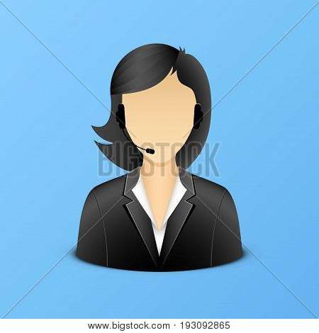 Support  assistant illustration. Woman with earphones. eps 10