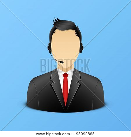 Support assistant detailed  illustration. Man with earphones. eps10