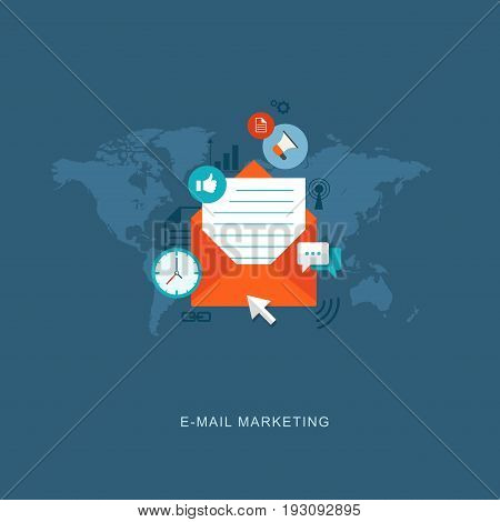 Flat design illustration with icons. E-mail marketing. eps8