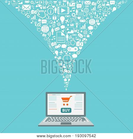 Flat design illustration with icons. Internet shopping. eps8