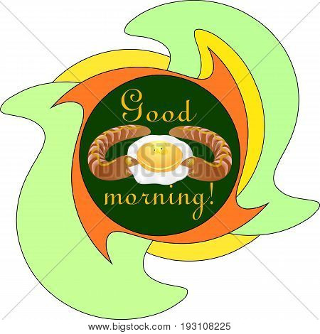 Fried eggs and sausage-worm / beer stand, Bierdeckel / vector