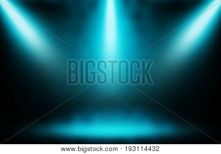 Blue spotlight stage show background Concpt entertainment.