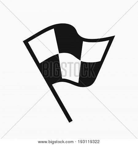 Black and white racing flag icon, simple black vector illustration isolated on white backgroud
