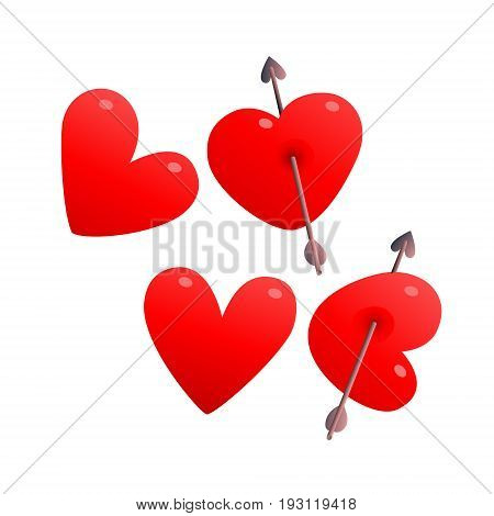 Hearts symbol letters write love, vector illustration isolated on white background