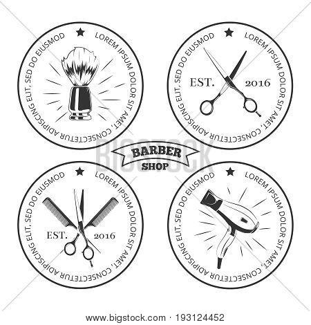 Barber shop labels isolated on white background. Logo barber shop. Vector illustration