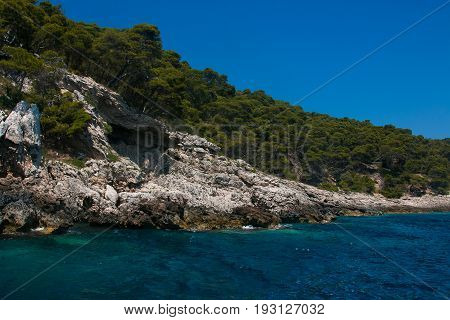 Beautiful view of the rocky coastline and cliffs. Tremiti Islands, Puglia, Italy