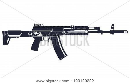 AK-12 automatic rifle. Complex silhouette. Vector illustration.