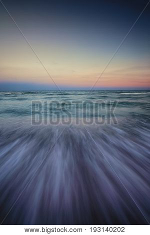 Magnificent long exposure sea sunset. Long exposure dramatic tropical sea and sky sunset