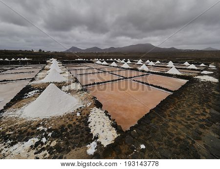 Landmarks of Lanzarote - Salinas de Janubio, main salt production of Canary islands