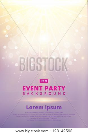 Pink Festive flyer or postertemplate with Bokeh Effect lighting. Concert Party Theater Dance presentation & show Design. copy space. Vector illustration