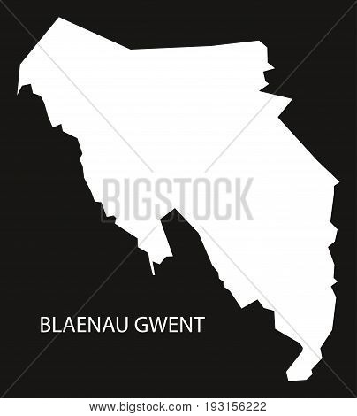 Blaenau Gwent Wales Map Black Inverted Silhouette Illustration