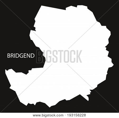 Bridgend Wales Map Black Inverted Silhouette Illustration