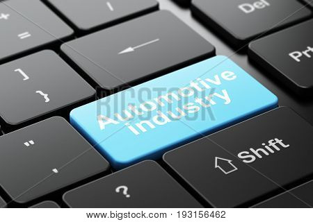 Manufacuring concept: computer keyboard with word Automotive Industry, selected focus on enter button background, 3D rendering