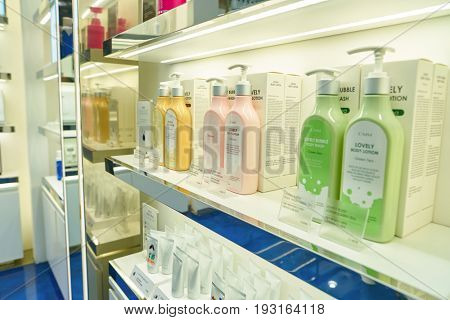 SEOUL, SOUTH KOREA - CIRCA MAY, 2017: goods on display at OMM store in Seoul.