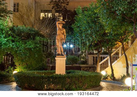 ATHENS, GREECE - JANUARY 20, 2017: Night photo of Numismatic Museum in Athens, Attica, Greece