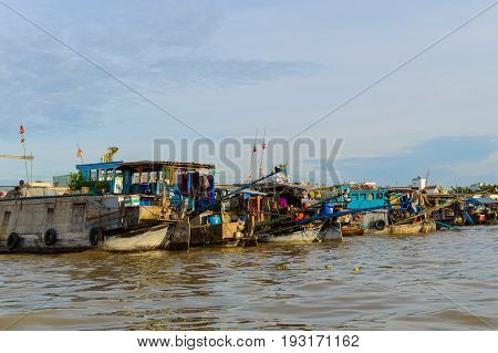 Flooting Market On The Mekong River