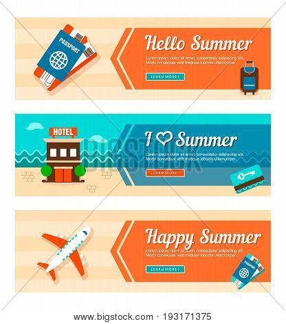 Travel and vacation vector banners. Summertime. Holiday
